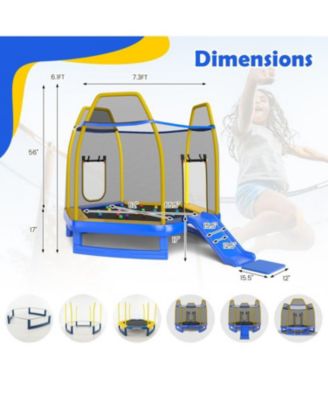 Trampoline with Ladder and Slide for Indoor and Outdoor