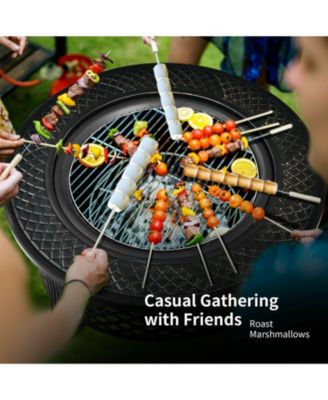 Outdoor Fire Pit with BBQ Grill and High-Temp Resistance Finish Durable and Stylish Outdoor Heating Solution