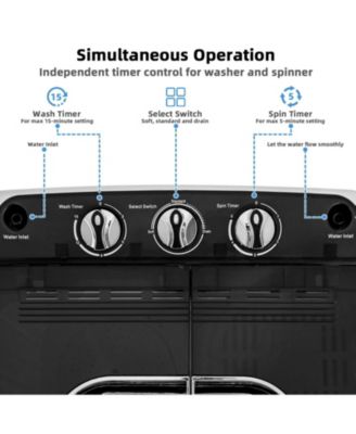 13 lbs Portable Mini Twin Tub Spinner Semi-Automatic Washing Machine