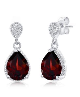 Sterling , Gemstone Pearshaped Drop Earrings