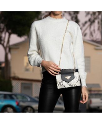 Mini Crossbody Bag Small Leather Snakeskin Black Purse Wristlet Women's Handbag