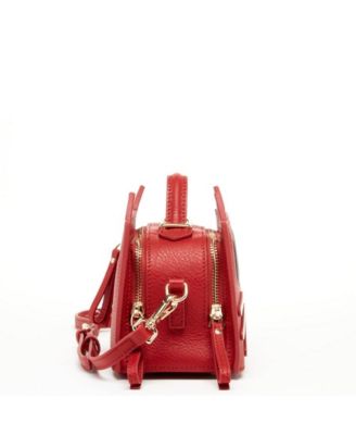 Leather Cat Bag Red Crossbody Purse Women's Handbag with Top Handle and Adjustable Strap