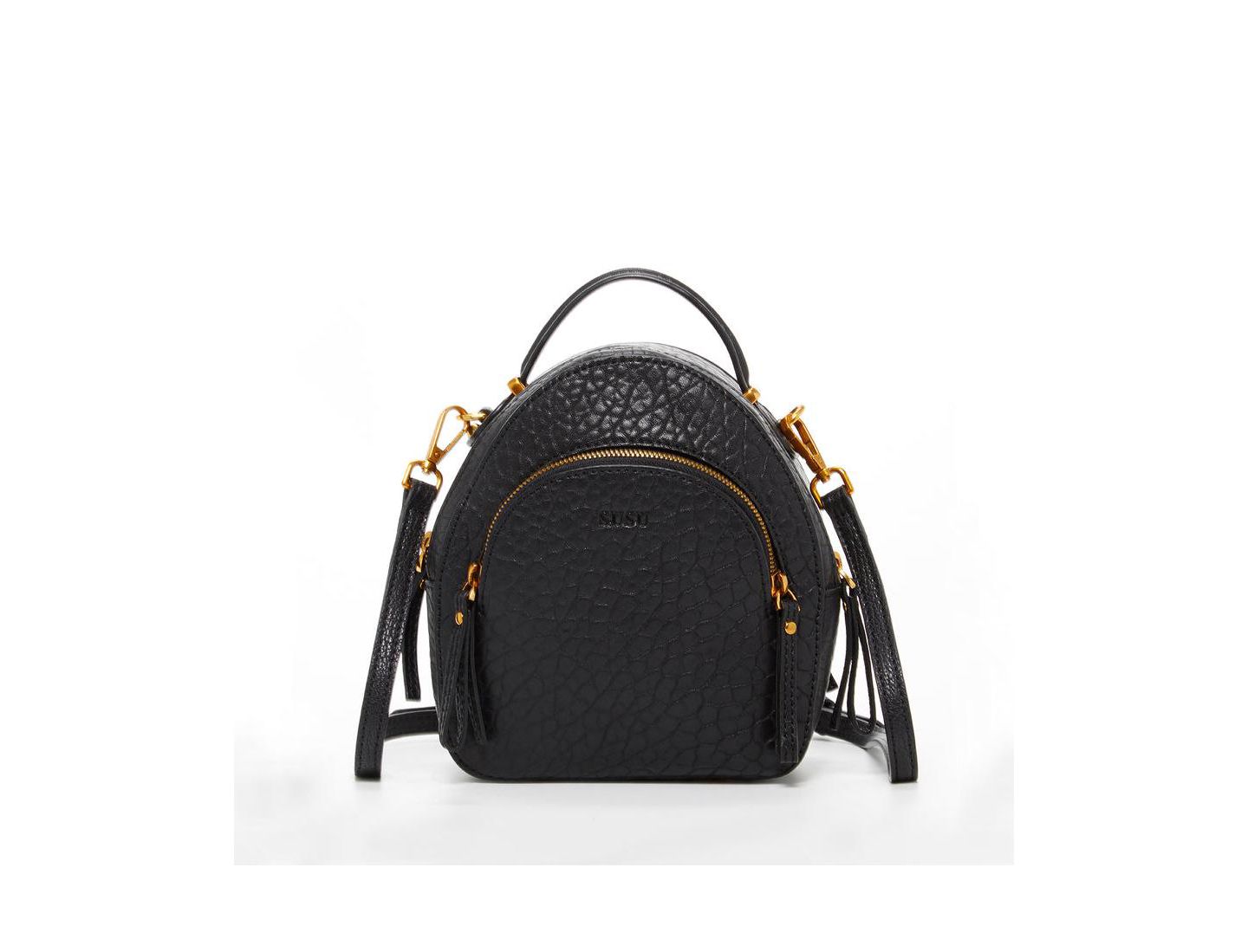 Рюкзак SUSU Small Black Leather Purse for Women Convertible Crossbody Bag Handbag, цвет: Чёрный — фото 1