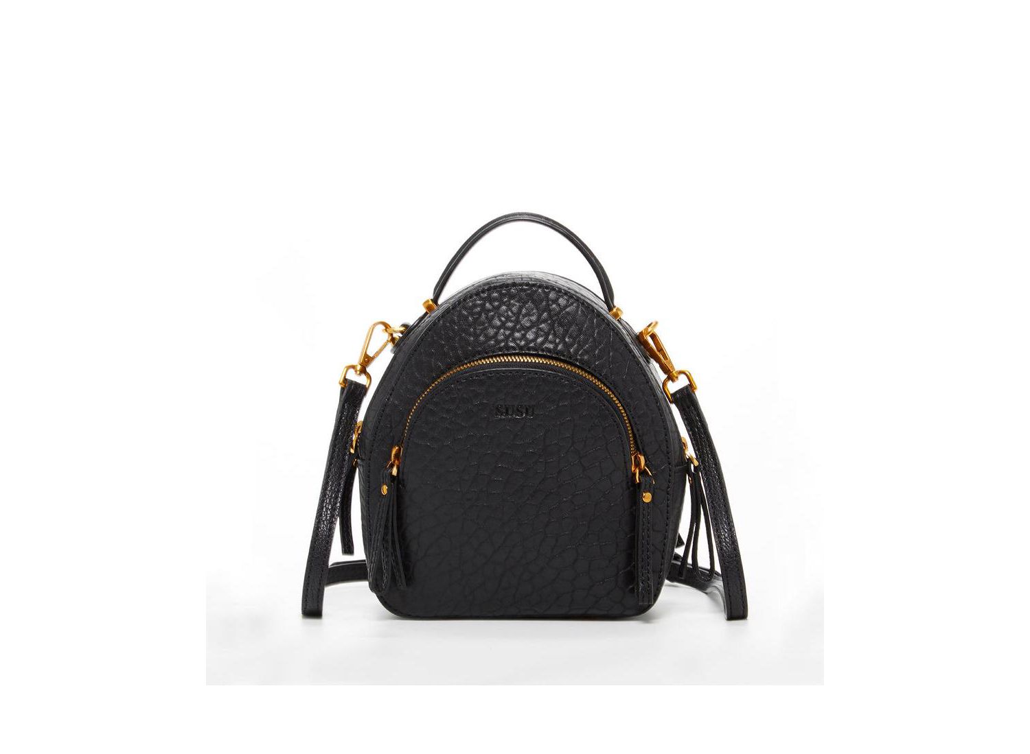 Small Black Leather Backpack Purse for Women Convertible Crossbody Bag Women's Handbag