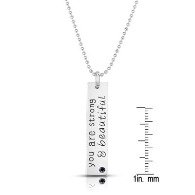White Gold Plated "You are Strong & Beautiful" Pendant Necklace