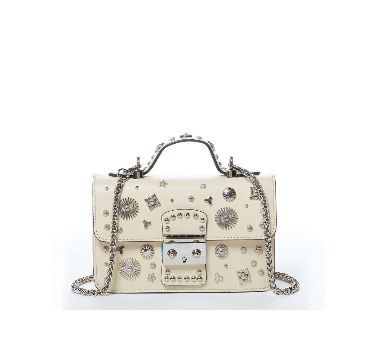 Small Leather Crossbody Bag Cream Off White Purse Women's Handbag - Ivory white