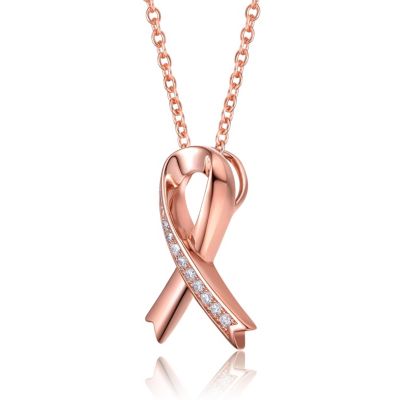 Sterling Silver 18K Rose Gold Plated with Clear Cubic Zirconia Loop Necklace