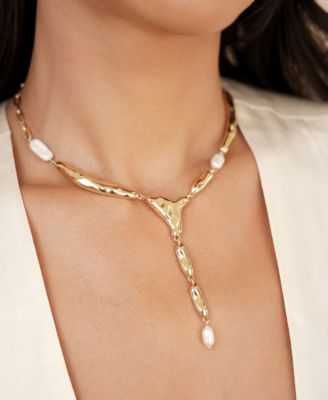 Liquid Melt and Cultivated Pearl Lariat Necklace