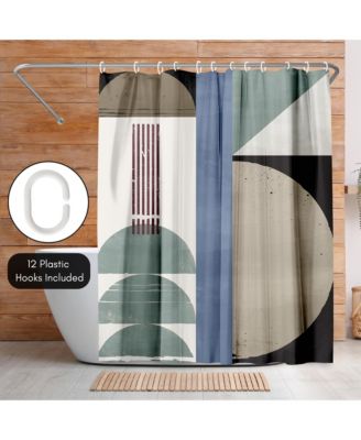 Modern Abstract Polyester Water-Resistant Bath Curtain, 71x74