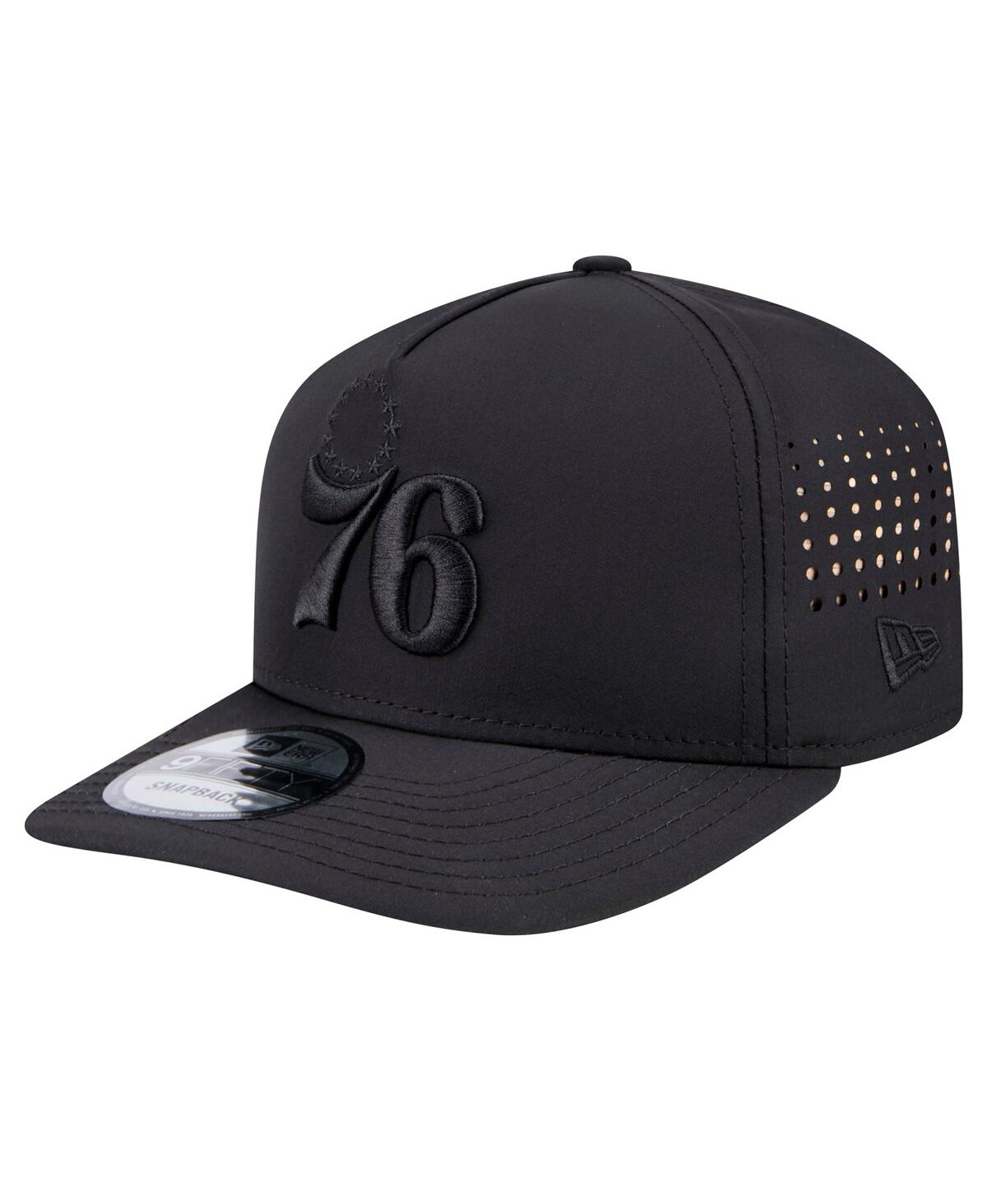 New Era Men's Black Philadelphia 76ers Vented 9fifty A-frame Snapback Hat In Black