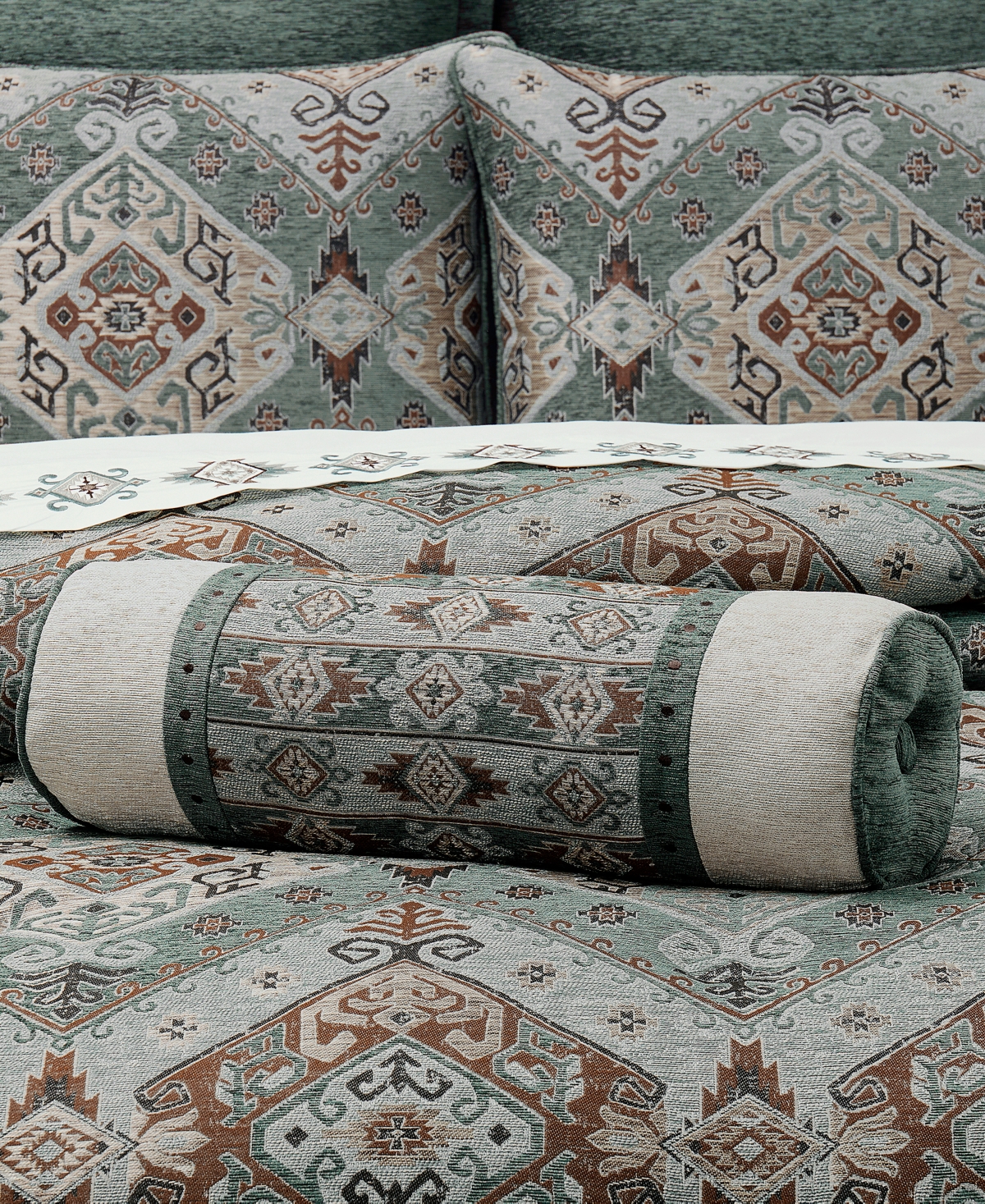 J Queen New York Telluride Neckroll Pillow, 7" X 21" In Turquoise