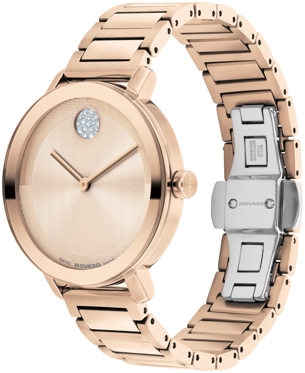 Movado Women's Bold Evolution 2.0 Swiss Quartz Ionic Plated Light Rose Gold Steel Watch, 34mm In Rose-gold