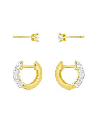 Clear Crystal Hoop and Stud Duo Earrings Set