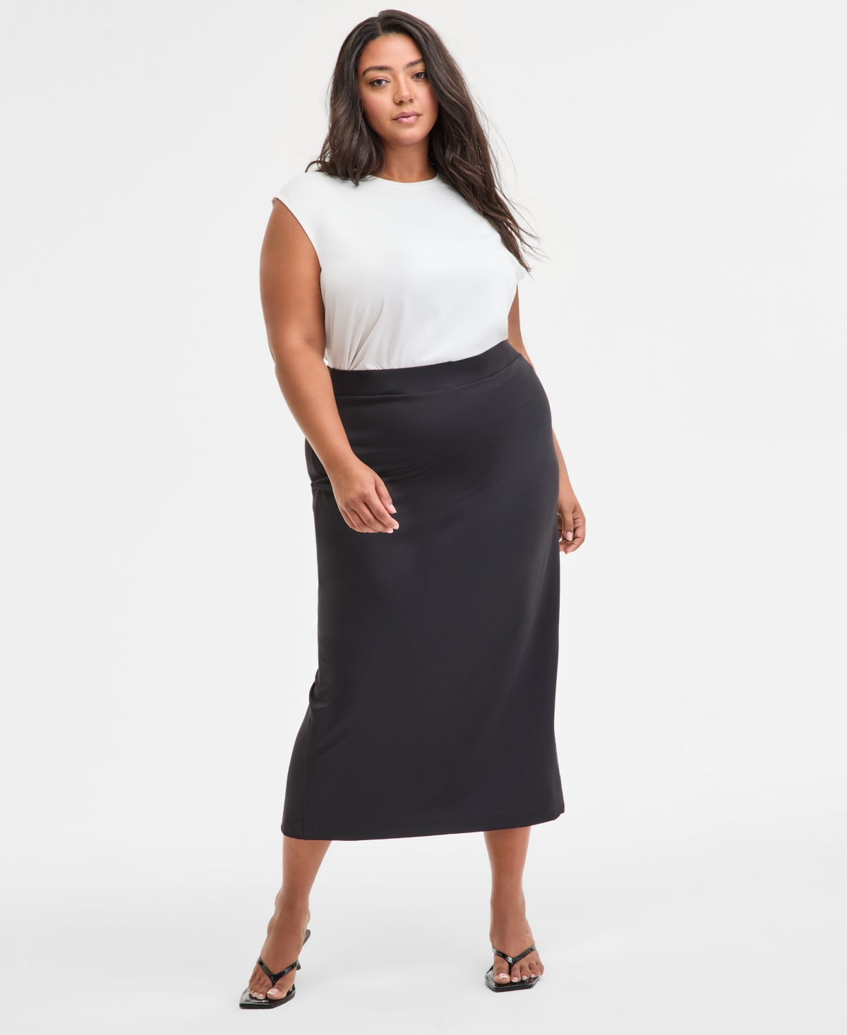 Bar Iii Trendy Plus Size Midi Skirt, Exclusively At Macy's