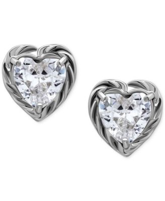 Giani Bernini Cubic Zirconia Heart Rope Frame Stud Earrings Exclusively at Macys - Silver 65$