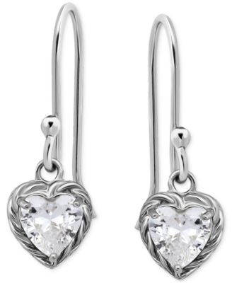 Cubic Zirconia Heart Drop Earrings, Exclusively at Macy's