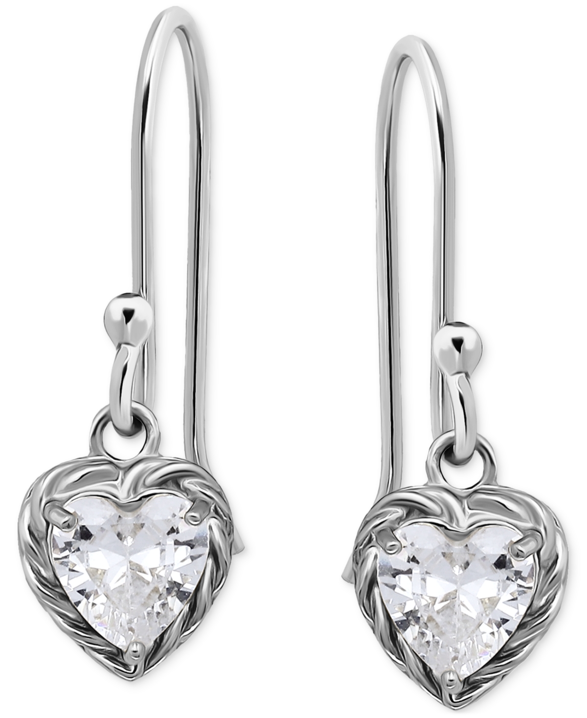 Giani Bernini Cubic Zirconia Heart Drop Earrings, Exclusively At Macy's In Silver