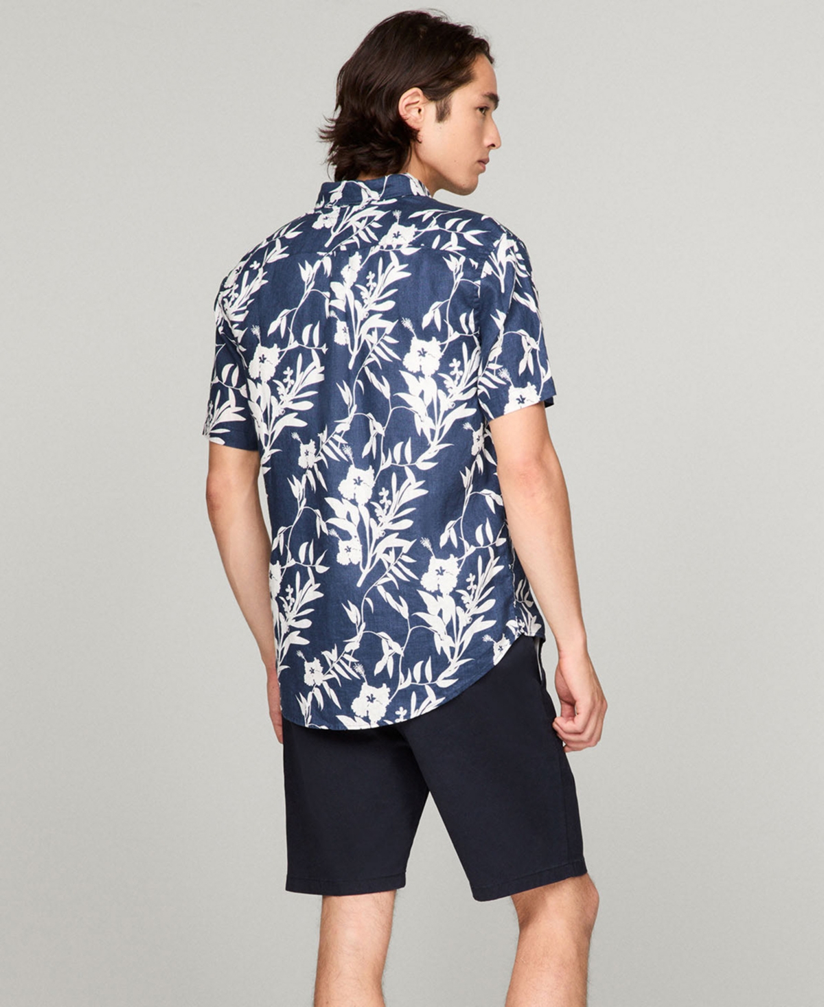 Tommy Hilfiger Tropical Print Shirt Navy In Blue