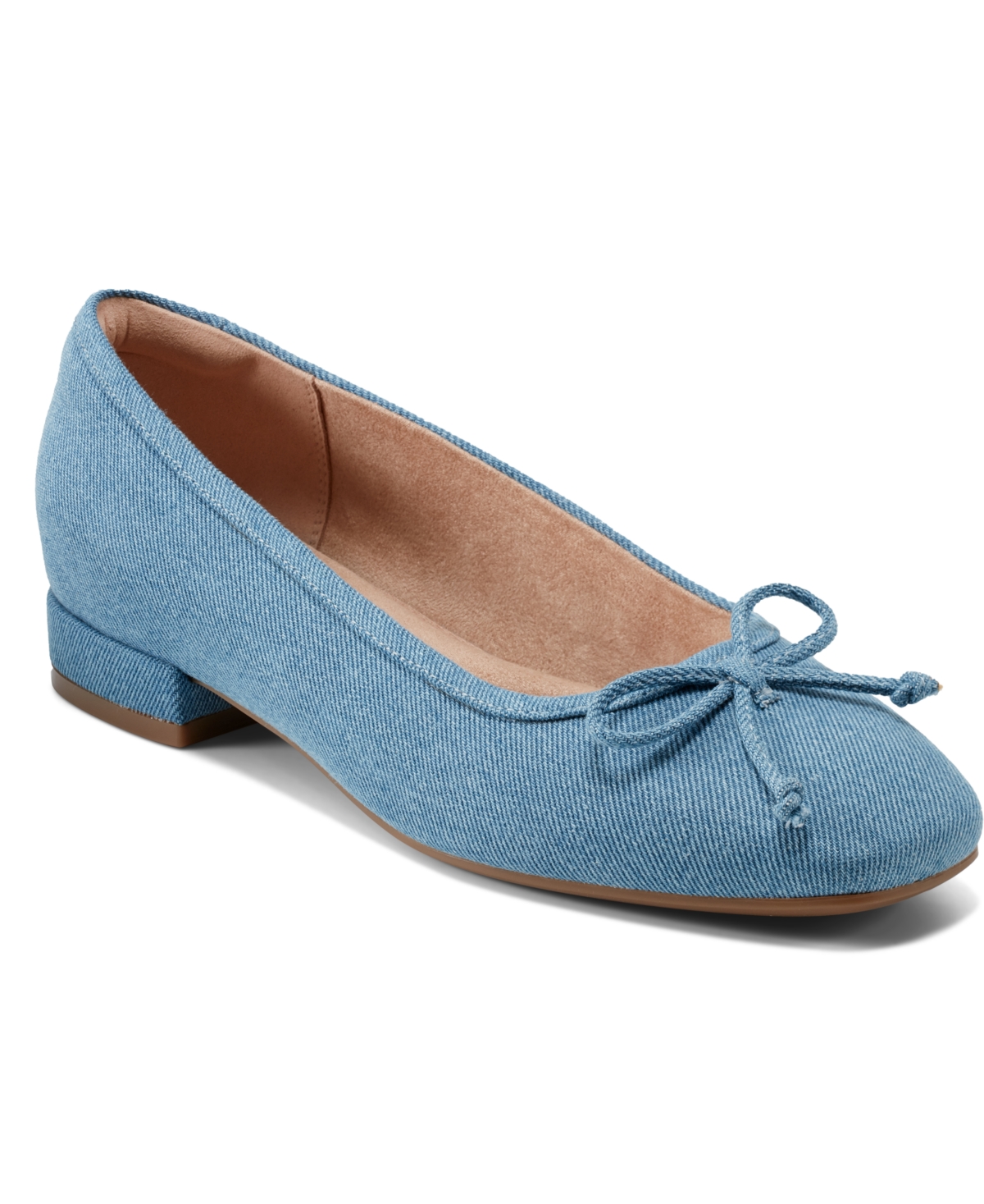 Rockport Women's Sadie Square Toe Slip-on Ballet Dress Flats In Blue Denim