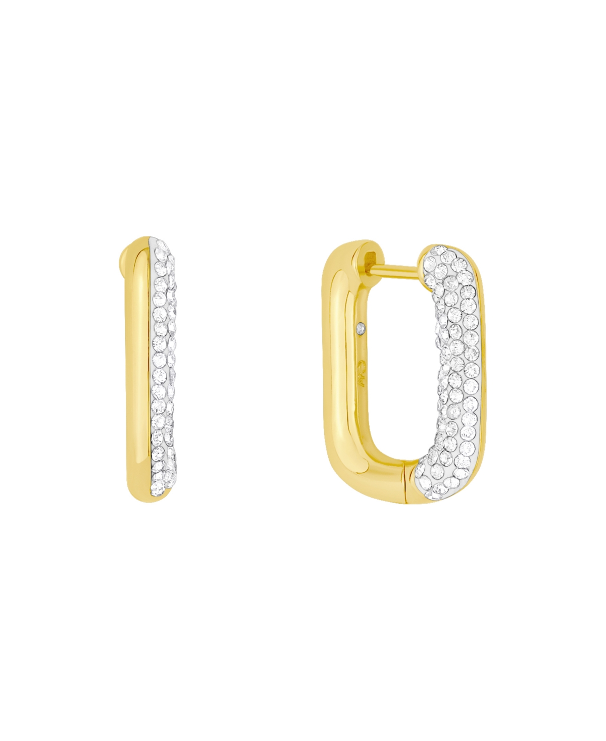 And Now This Clear Crystal Rectangular Shaped Hoop Earrings In Gold