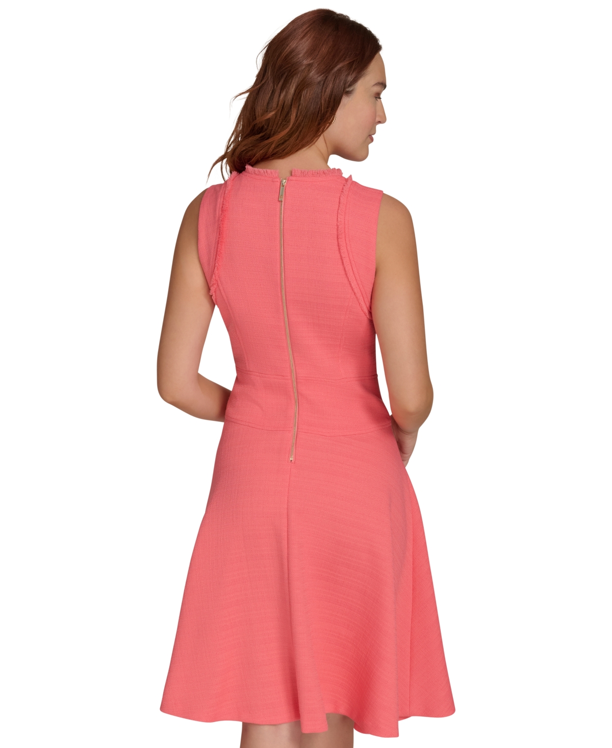 Shop Tommy Hilfiger Women's Fringe-trim Sleeveless Dress In Sherbet