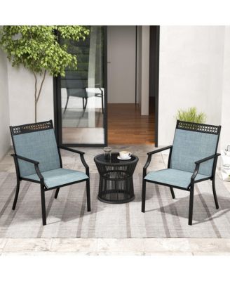 Patio Dining Chairs Set of 4 All Weather Outdoor Chairs w/ High Back & Armrests