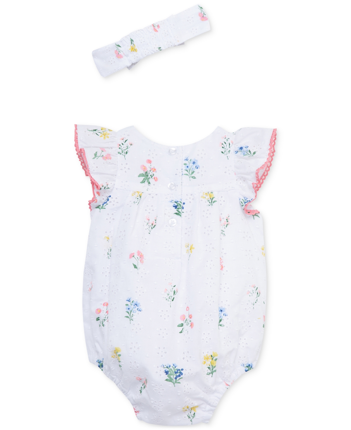 Shop Little Me Baby Girls Cotton Eyelet Floral Bubble Romper & Headband, 2 Piece Set
