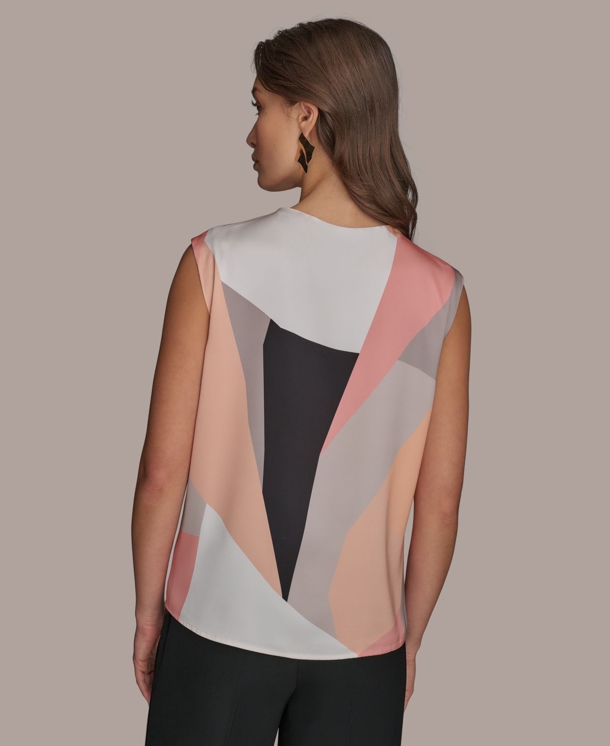 Shop Donna Karan Women's Sleeveless Printed Top In Spring Melon Mlt