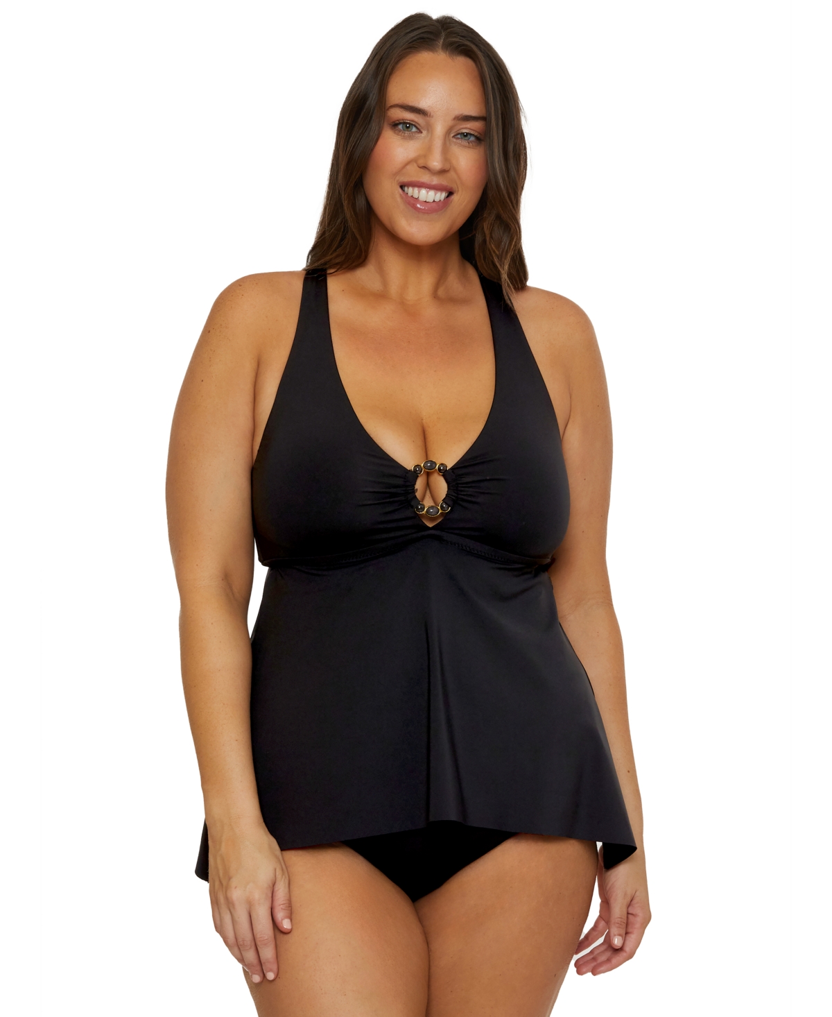 Plus Size Marble Canyon Ring Tankini Top - Azalea
