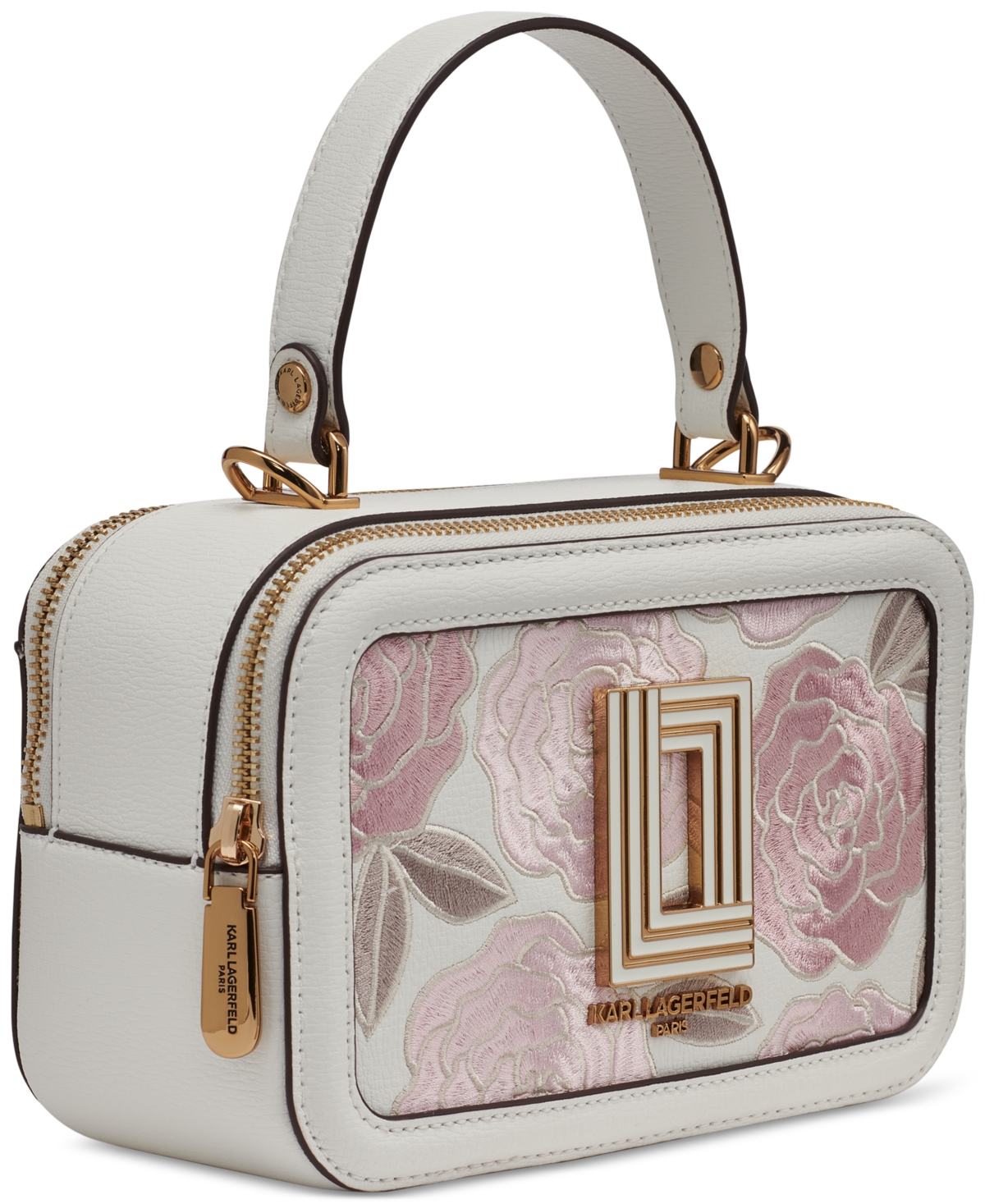 Karl Lagerfeld Simone Small Lunchbox Crossbody Bag In White,pink