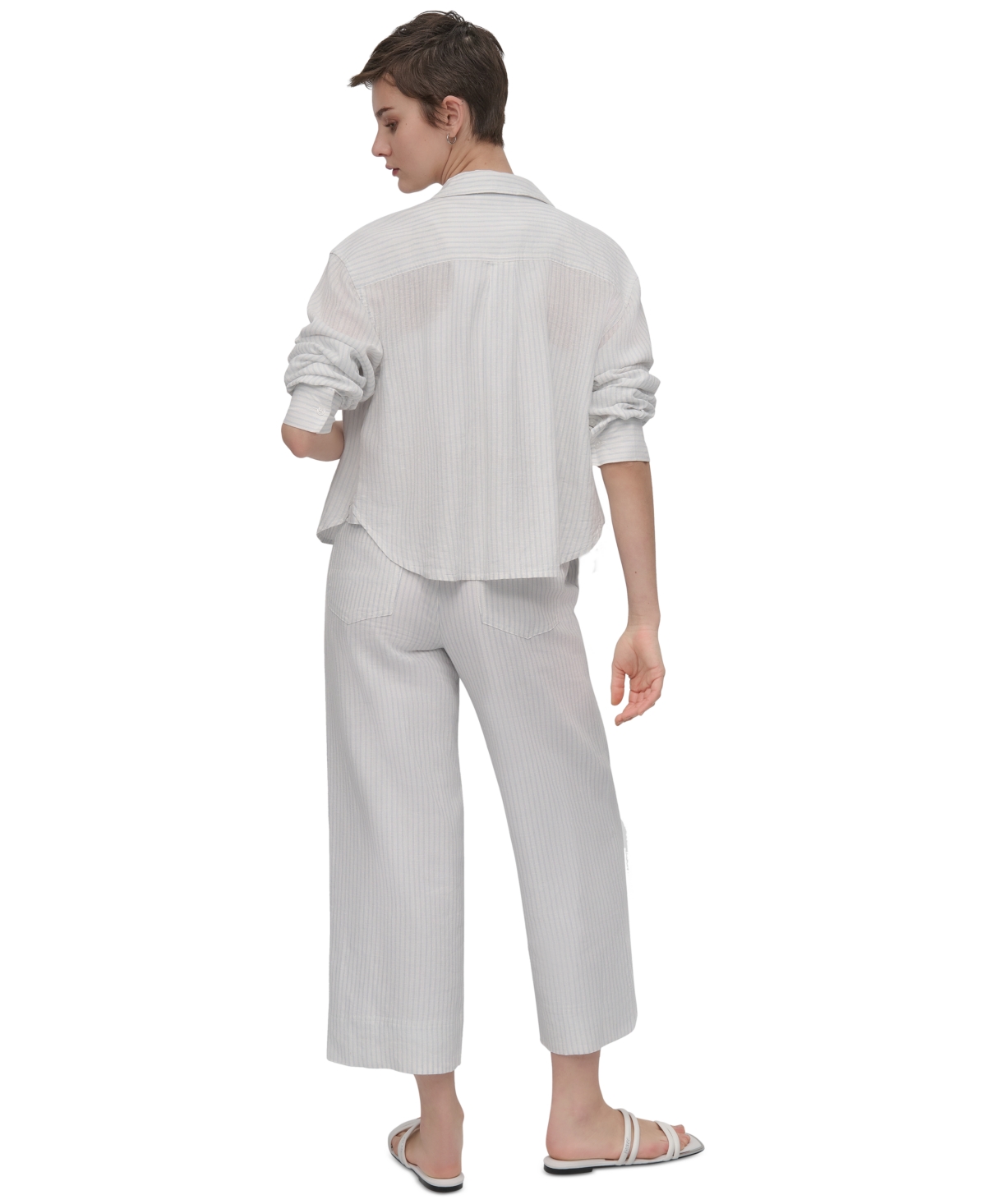 DKNY JEANS WOMEN'S CROPPED LONG-SLEEVE SHIRT 