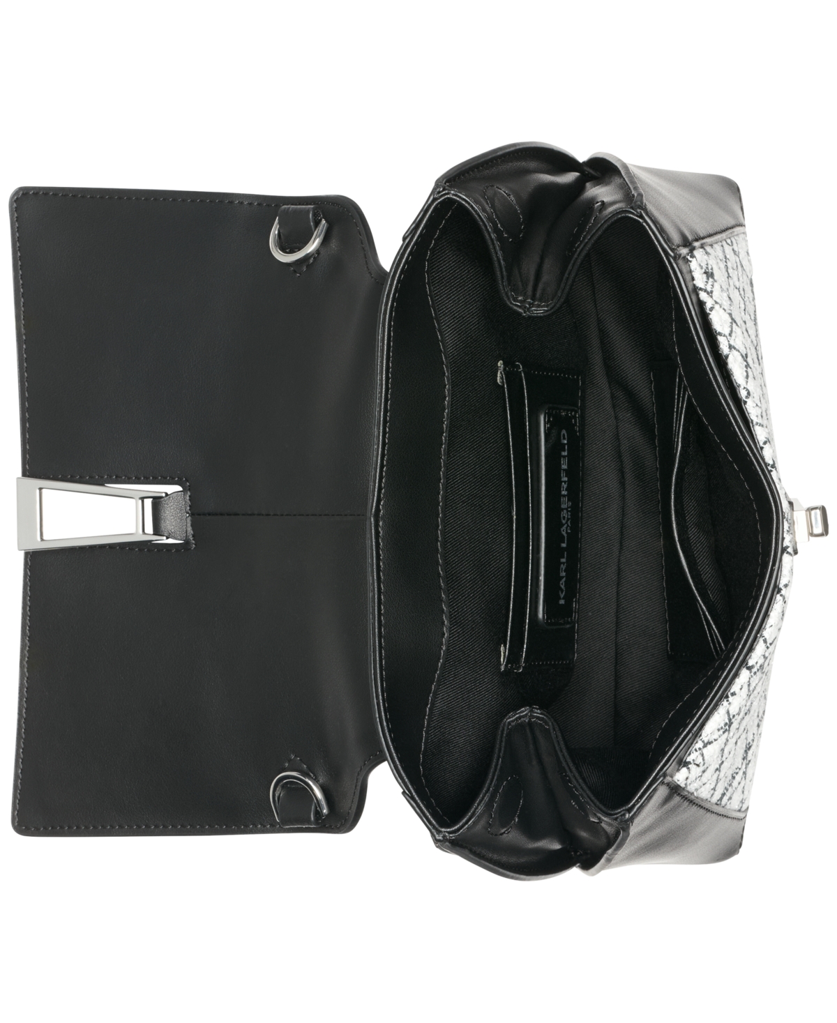 Karl Lagerfeld Mercerie Top Handle Crossbody In Black,white