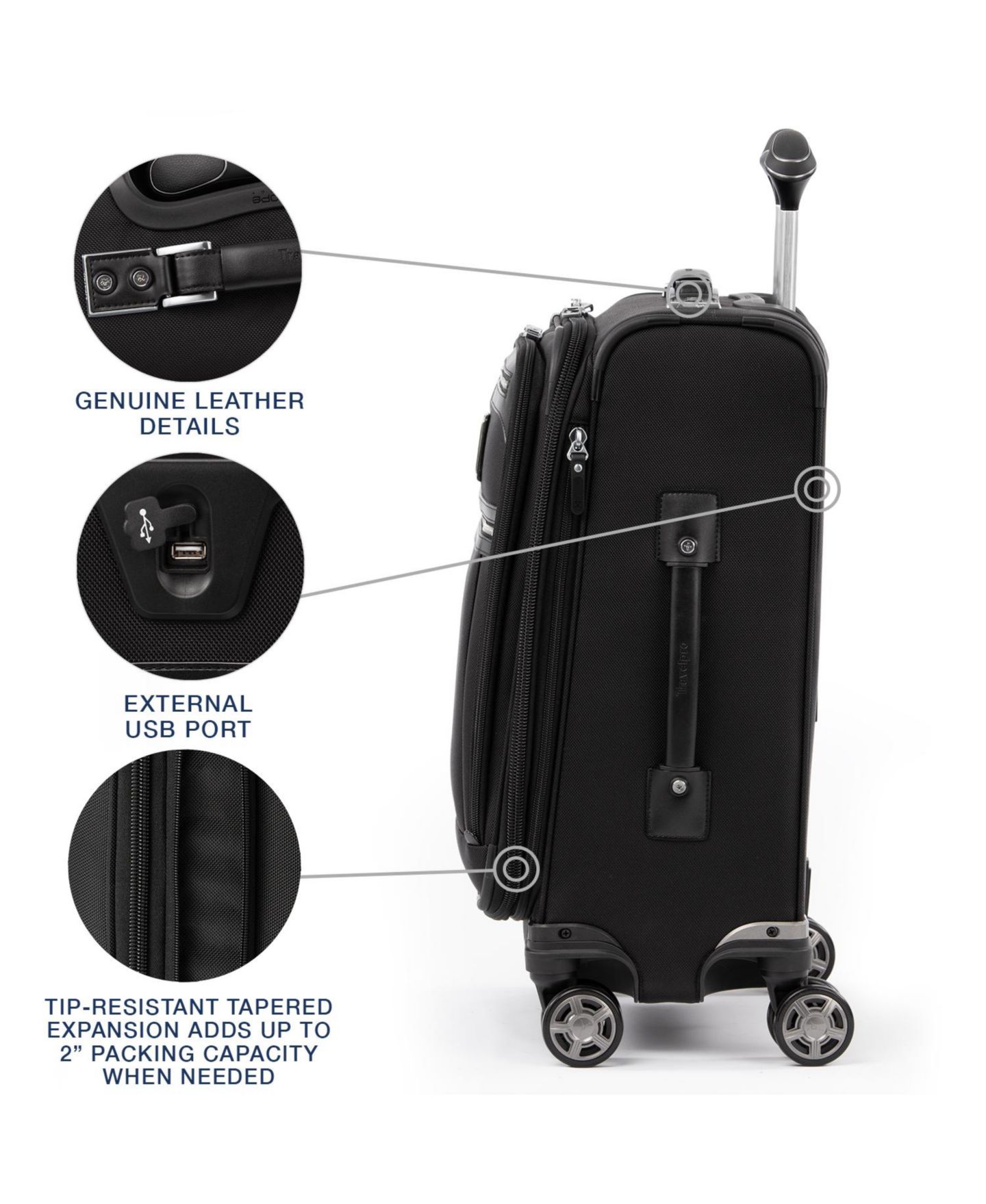 Чемодан Travelpro Platinum Elite Business Plus 20" Carry-on Spinner, цвет: Теневой чёрный — фото 16