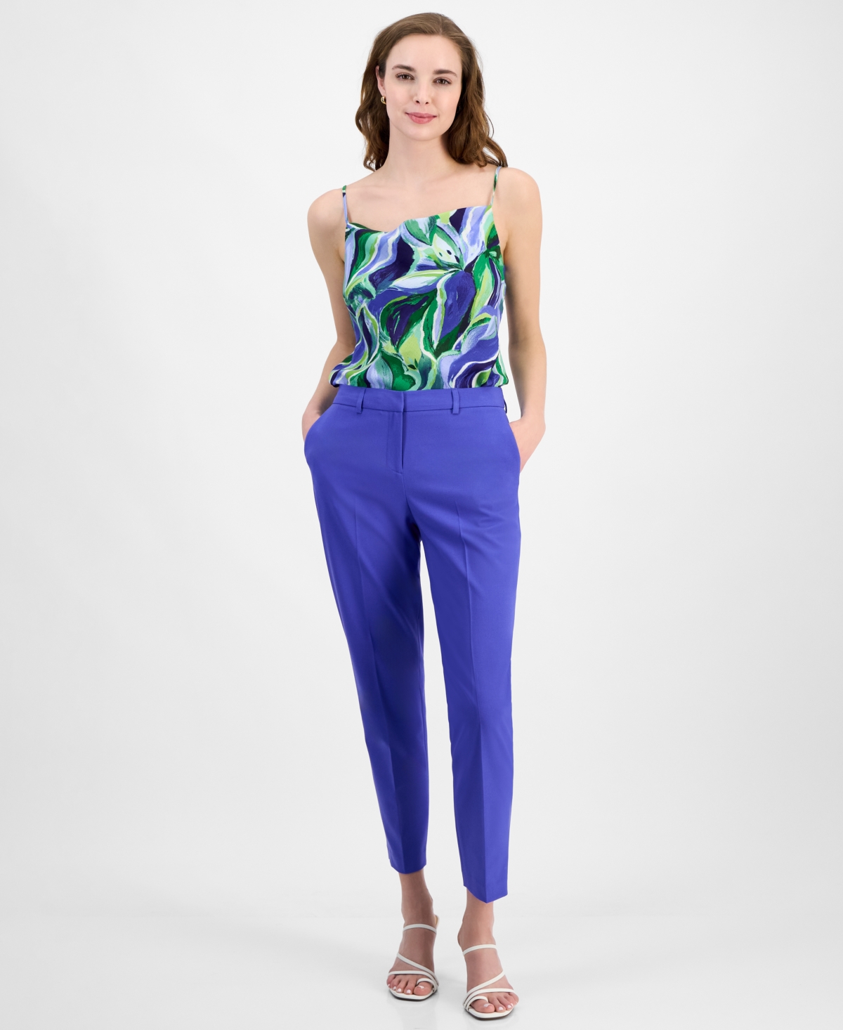 Petite Mid-Rise Ankle Pants - Pacific Blue