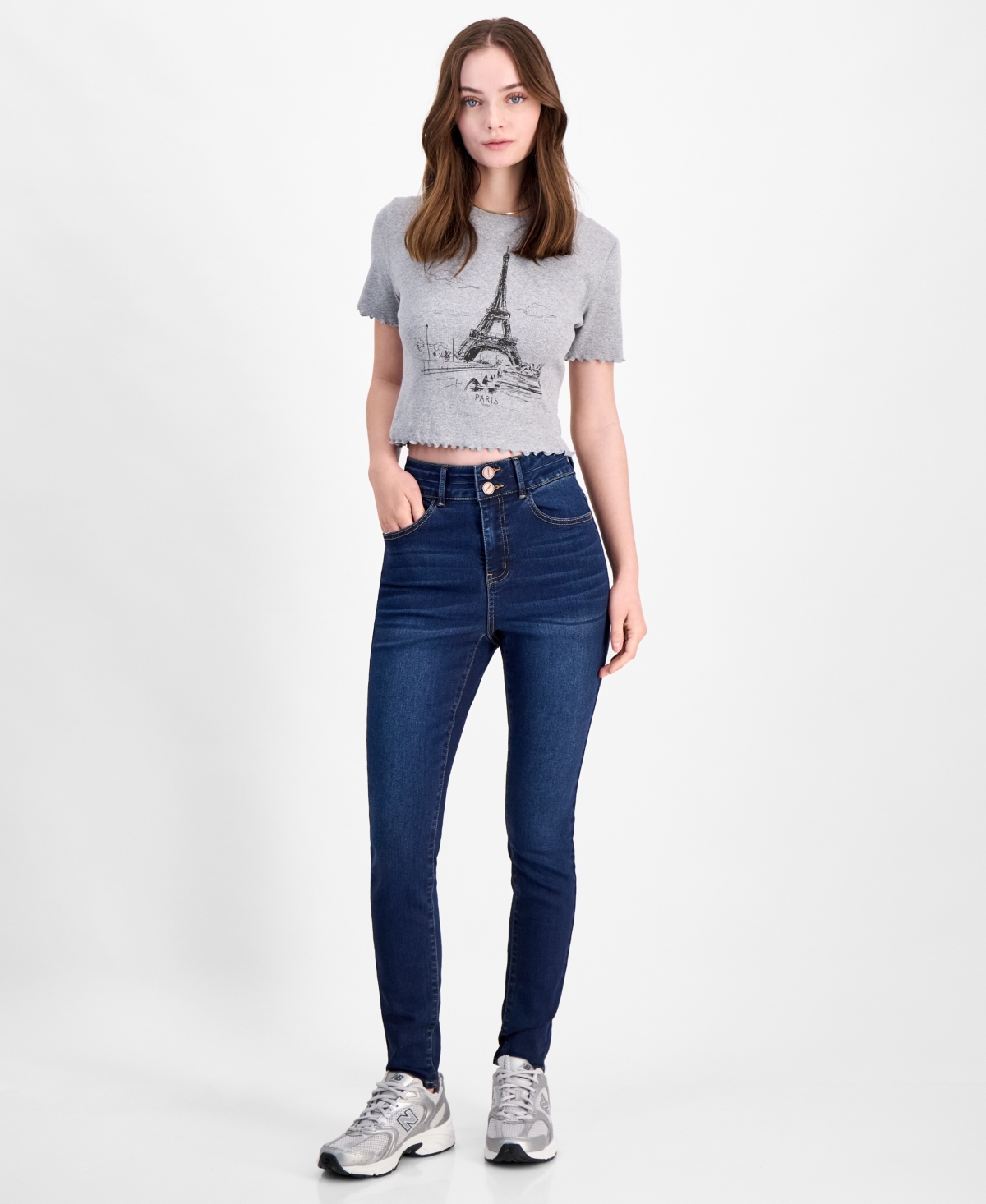 Curvy Double Button High Rise Skinny Jeans - Nuba