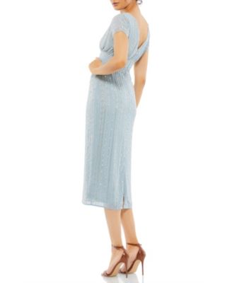 Women's Beaded Cap Sleeve Column Midi Dress