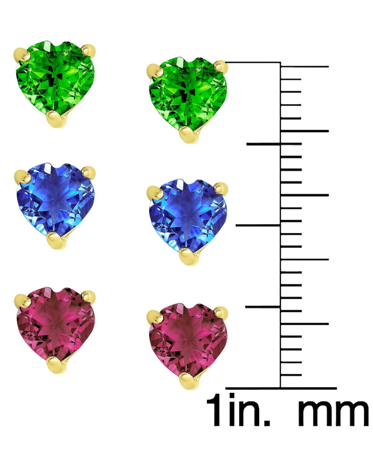 Macy's 3-pc. Set Green Quartz (3/4 Ct. T.w.), Blue Spinel (1 Ct. T.w.), And Lab Grown Ruby (1-1/5 Ct. T.w.) In Multi