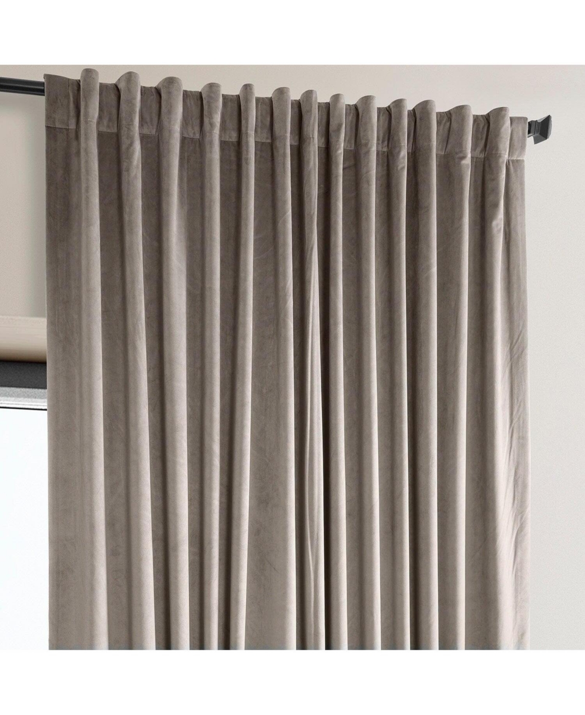 Half Price Drapes Library Taupe Extra Wide Signature Plush Velvet Hotel Blackout Curtain In Beige,tan