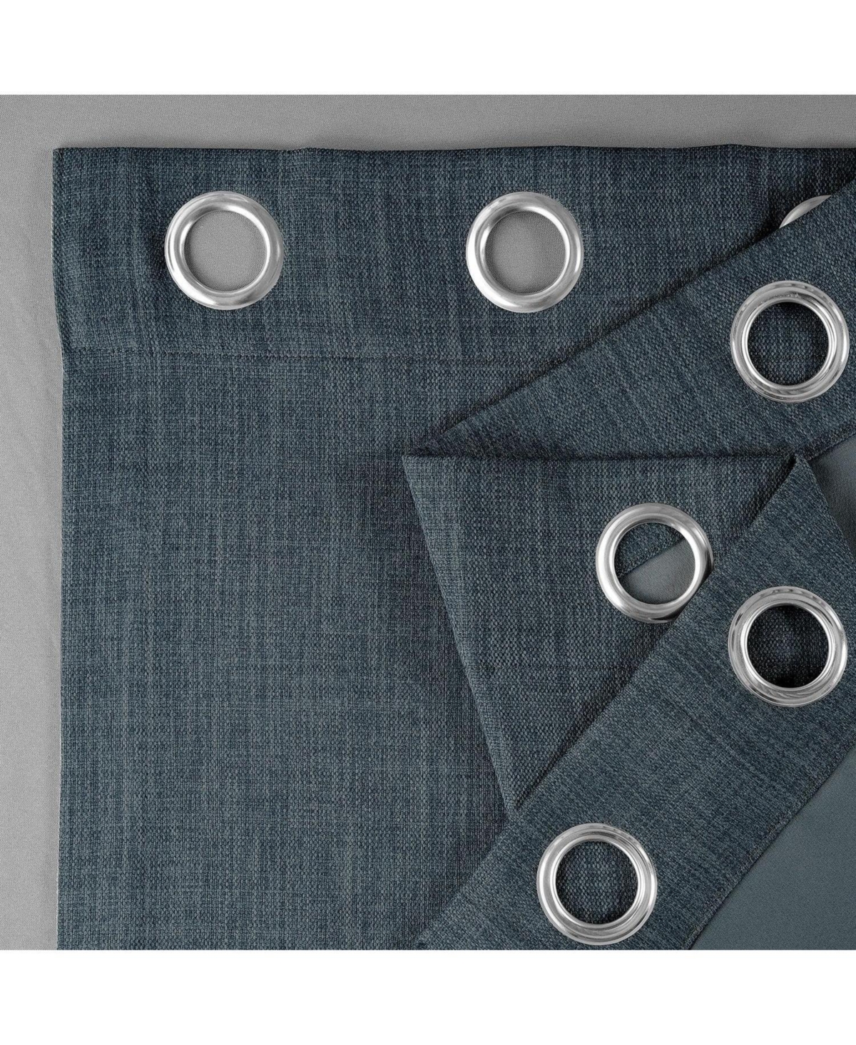 Half Price Drapes Reverie Blue Grommet Textured Faux Linen Room Darkening Curtain In Blue