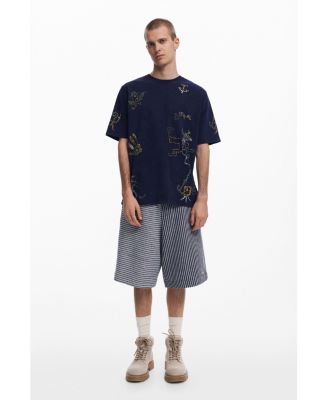 Men's T-shirt with tribal embroidery