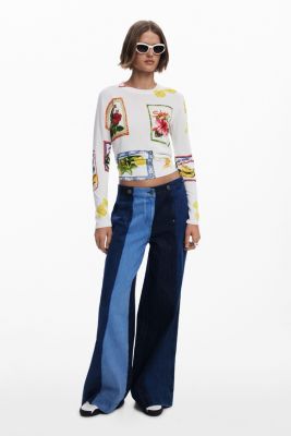 Women's Tropical stamps sweater