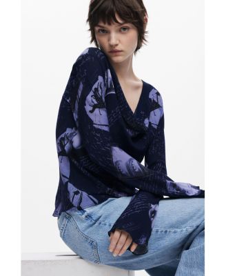 Women's Asymmetric collage blouse