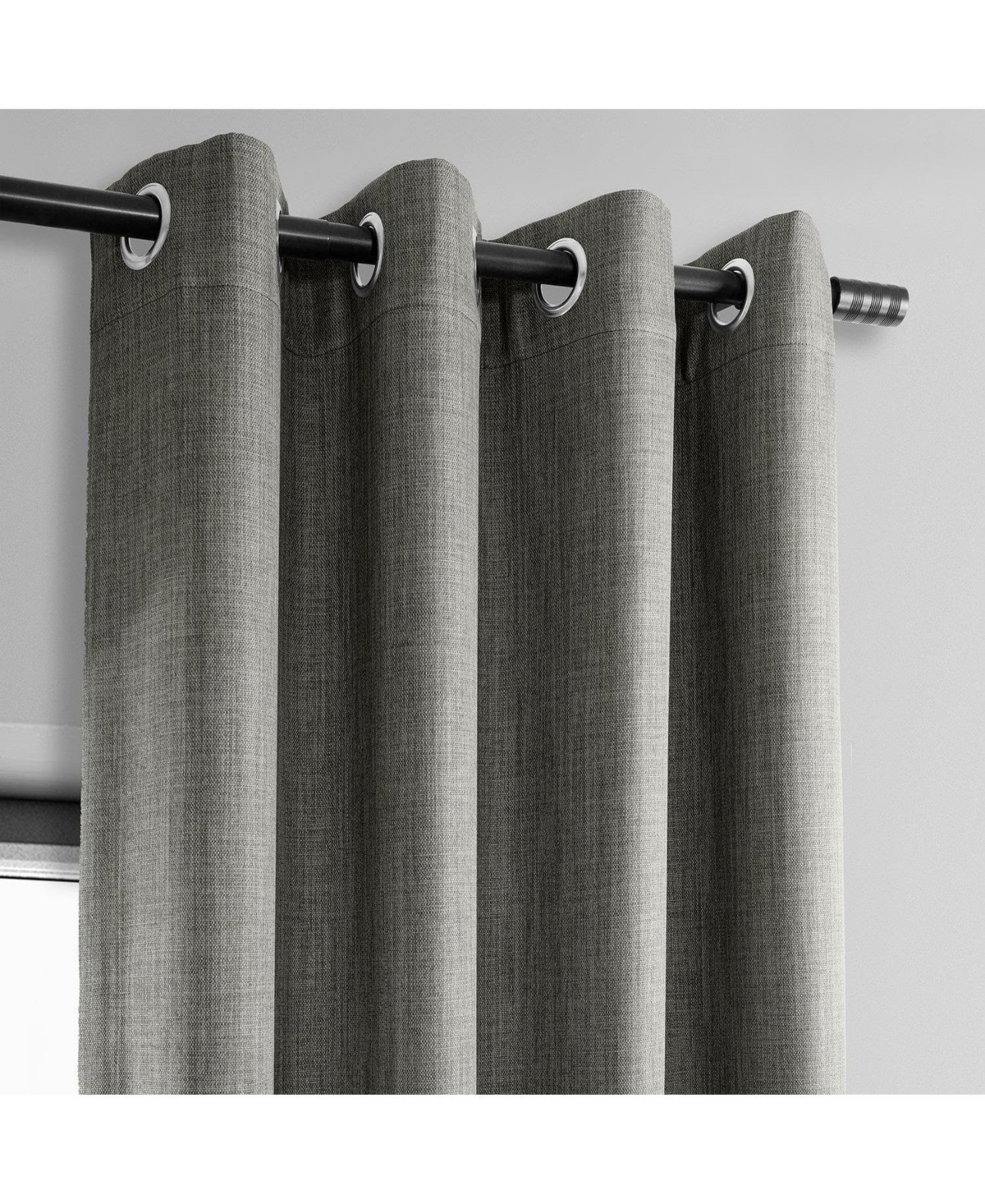 Half Price Drapes Blazer Grey Grommet Textured Faux Linen Room Darkening Curtain In Grey