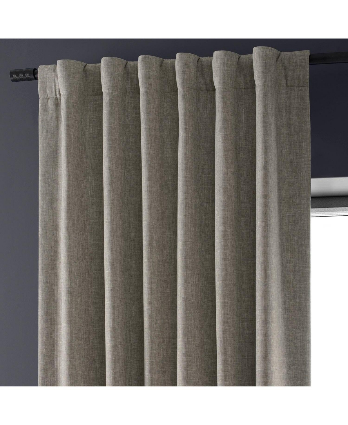 Half Price Drapes Destination Slate Faux Linen Hotel Blackout Curtain In Grey
