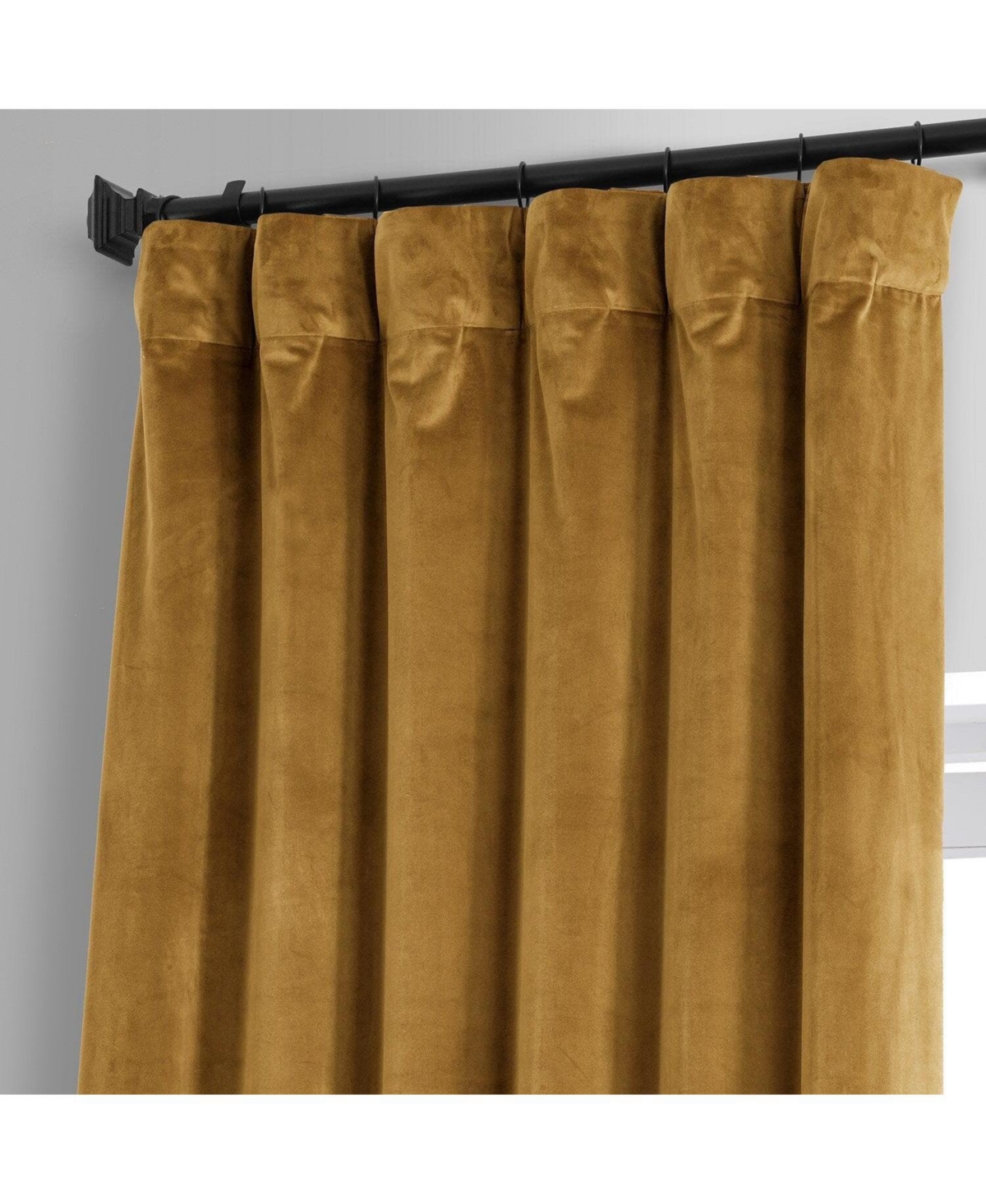 Half Price Drapes Apple Cider Gold Signature Plush Velvet Hotel Blackout Curtain In Gold