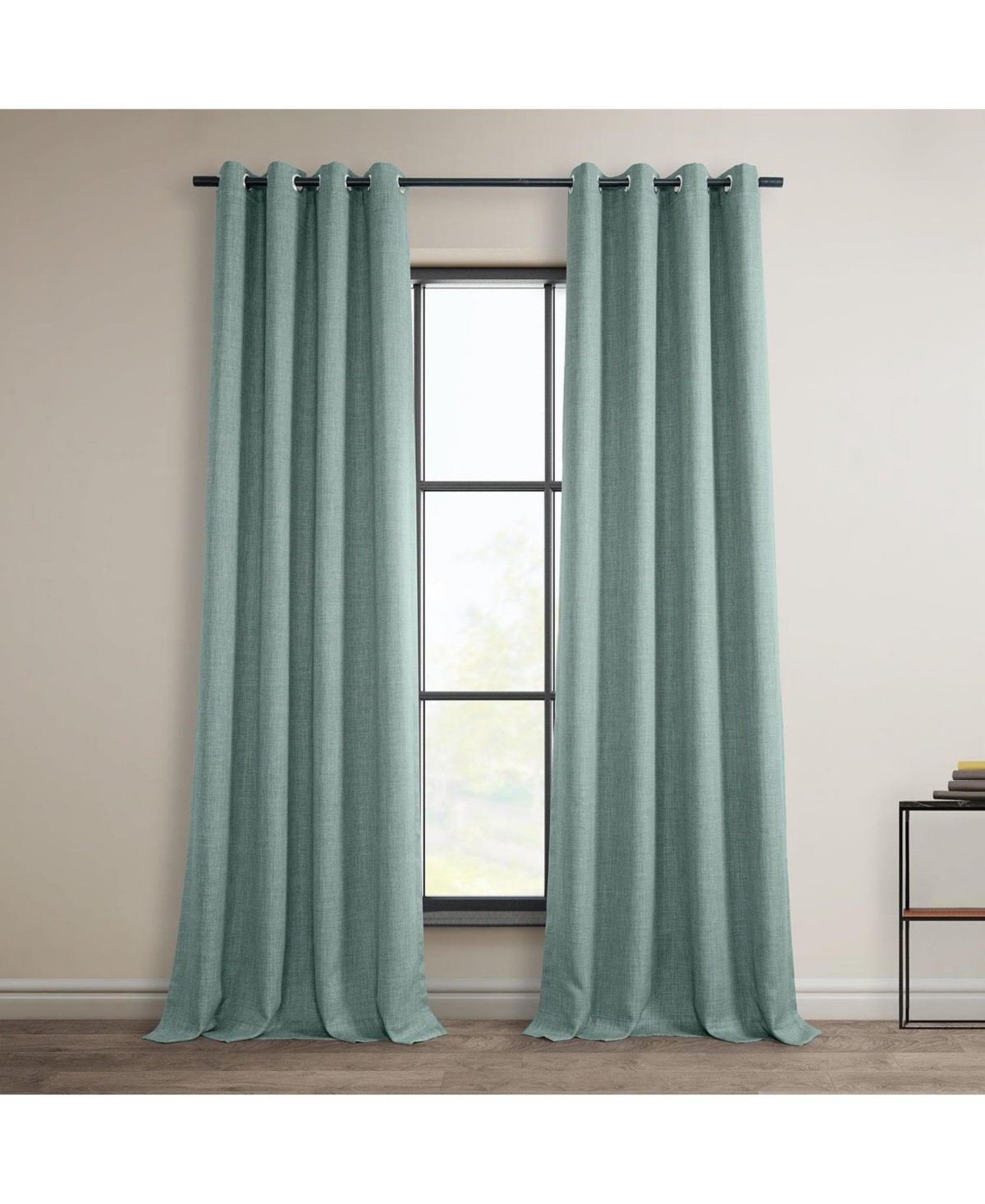 Half Price Drapes Grommet Textured Faux Linen Room Darkening Curtain