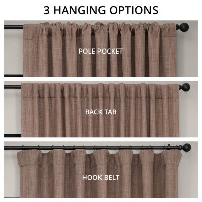 Extra Wide Textured Faux Linen Room Darkening Curtain
