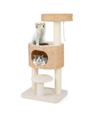 Modern Cat Tower with Top Perch, Cattail, & Fluff Condo Stylish & Cozy Cat Tree for Indoor Cats
