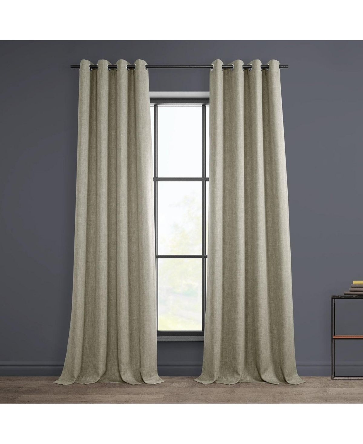 Half Price Drapes Oatmeal Grommet Textured Faux Linen Room Darkening Curtain In Beige,tan