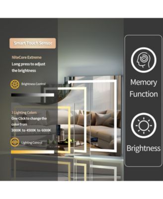 23.6 x 31.5 In Smart LED Lighted Bathroom Mirror with Bluetooth Speaker, Front-lit, Backlight